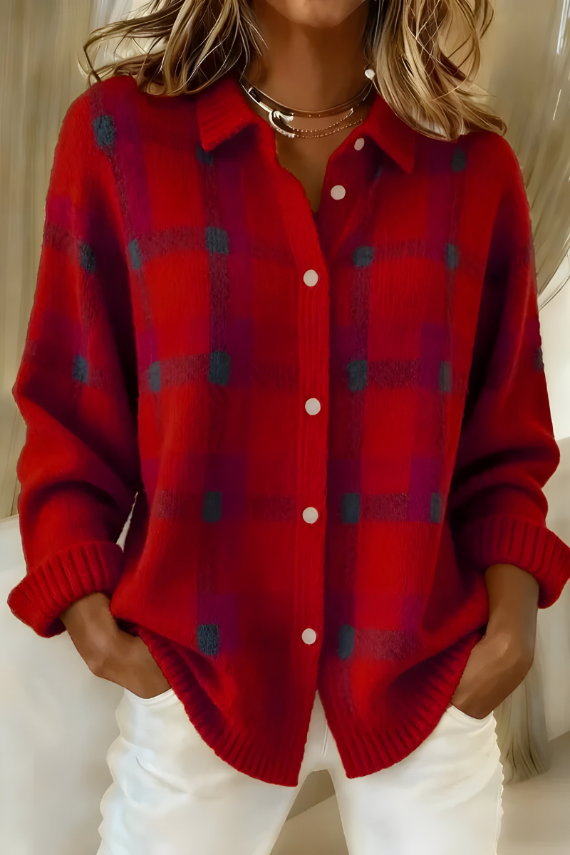 Charlotte | Cardigan Doux à Carreaux