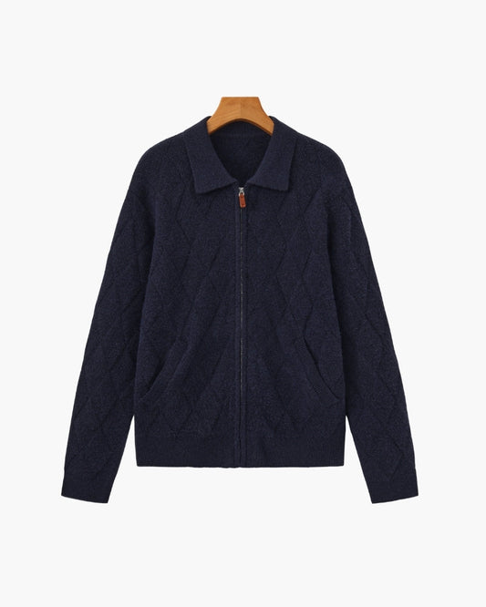 Anatole | Cardigan zippé en maille à motif losange