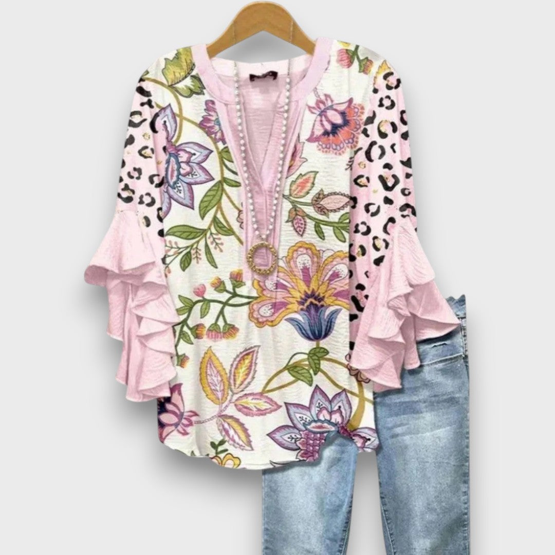 Sylvie | Blouse Fleurie Élégante à Col V