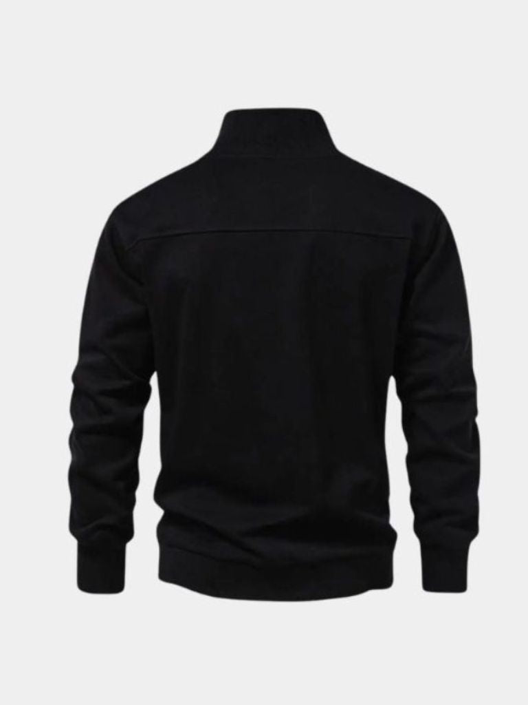 Marcel | Sweat-shirt zippé noir à col élégant