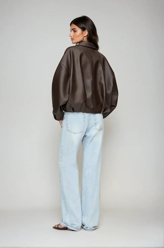 Sacha | Veste en Cuir Marron