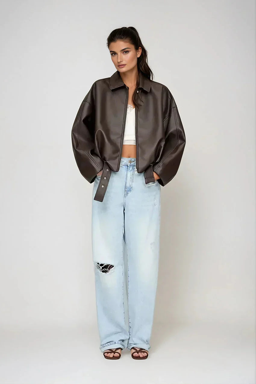 Sacha | Veste en Cuir Marron