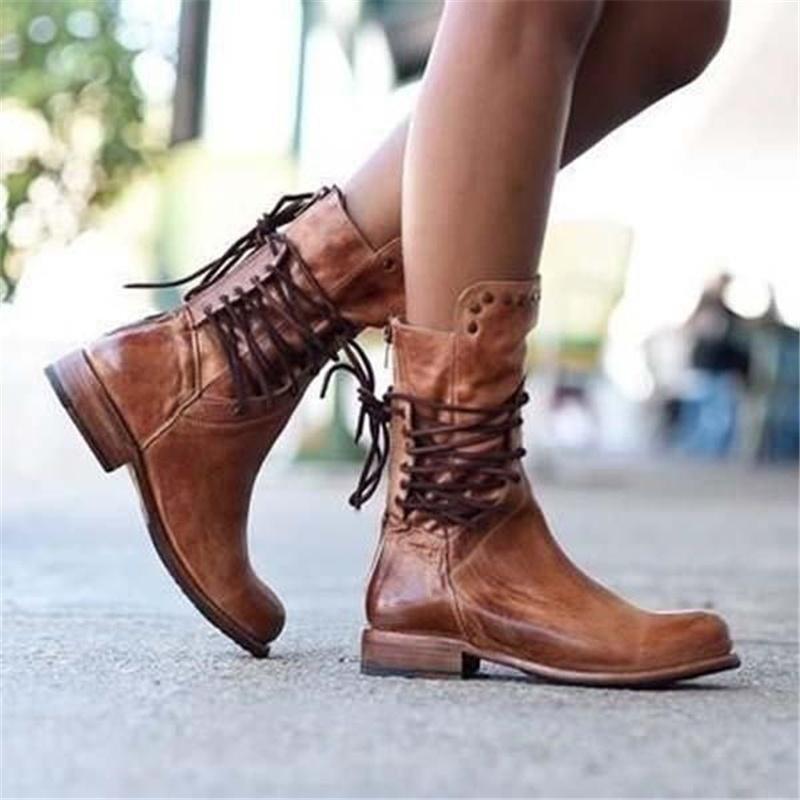 Morgane | Bottines Mi-Mollet Cloutées Vintage