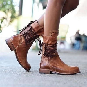 Morgane | Bottines Mi-Mollet Cloutées Vintage
