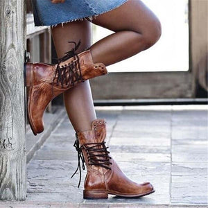 Morgane | Bottines Mi-Mollet Cloutées Vintage