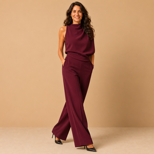 Émeline | Combinaison Femme à Col Haut et Jambes Larges