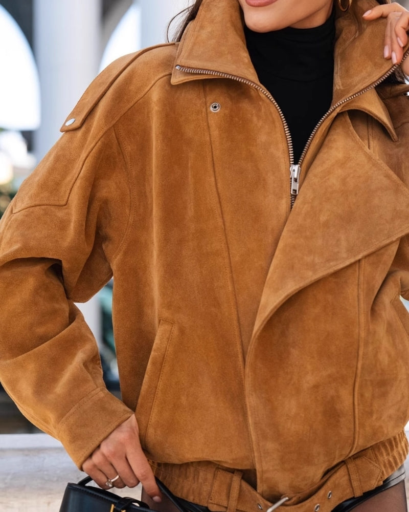Corinne | Veste Vintage Drapée en Daim