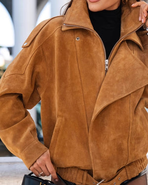 Corinne | Veste Vintage Drapée en Daim