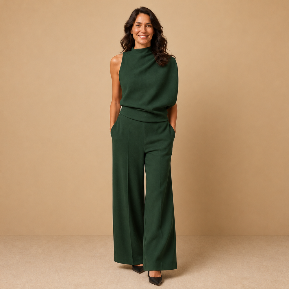 Émeline | Combinaison Femme à Col Haut et Jambes Larges