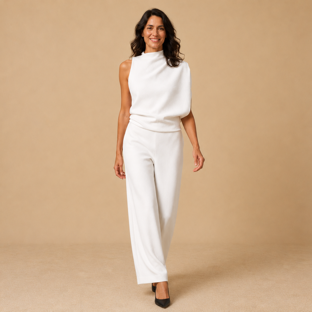 Émeline | Combinaison Femme à Col Haut et Jambes Larges