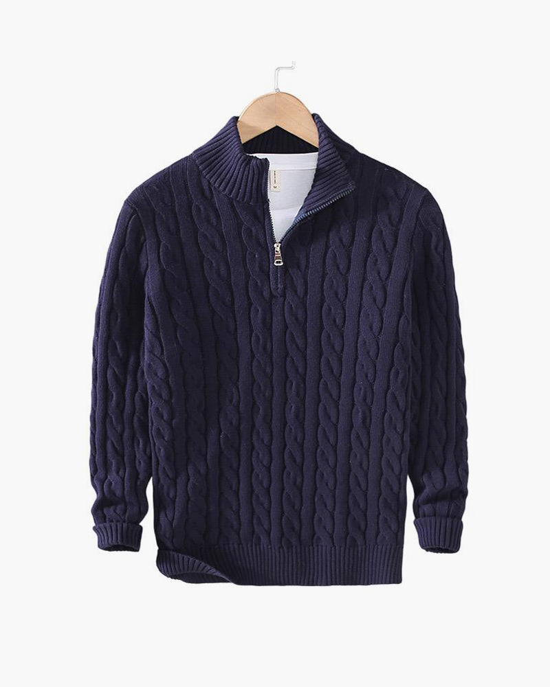 François | Pull Zippé en Maille Torsadée