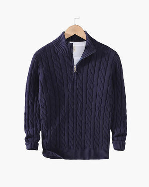 François | Pull Zippé en Maille Torsadée