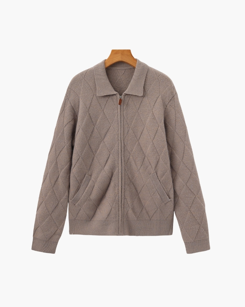 Anatole | Cardigan zippé en maille à motif losange