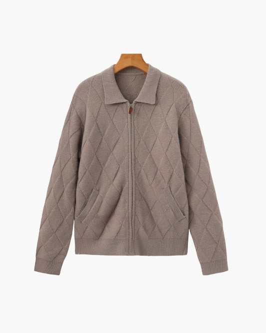 Anatole | Cardigan zippé en maille à motif losange