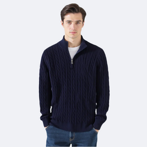 François | Pull Zippé en Maille Torsadée