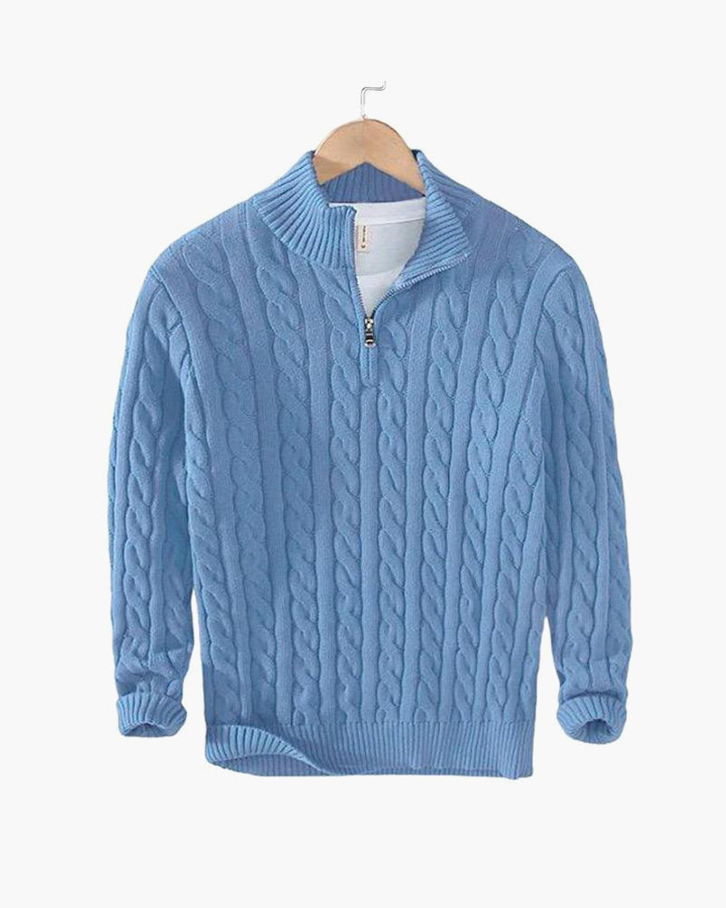 François | Pull Zippé en Maille Torsadée