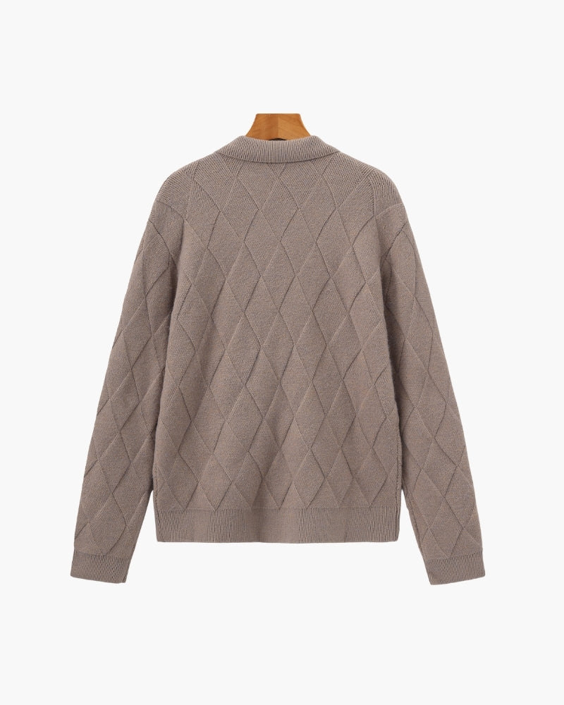 Anatole | Cardigan zippé en maille à motif losange