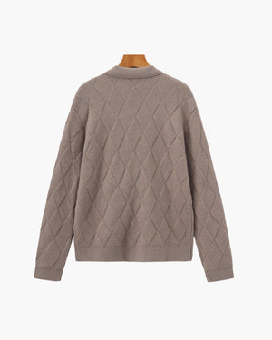 Anatole | Cardigan zippé en maille à motif losange