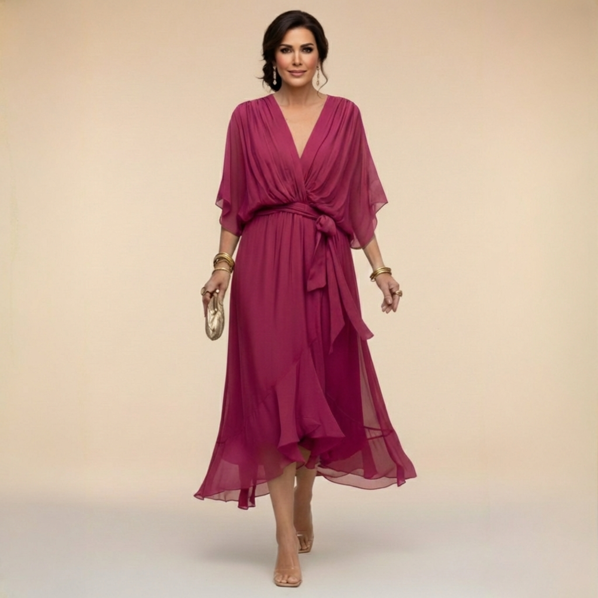 Joséphine | Robe en chiffon à décolleté en V