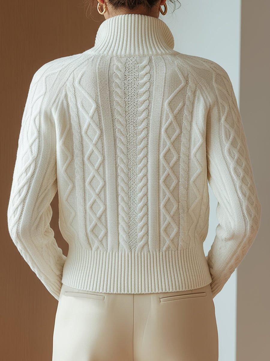 Amélie | Pull Col Montant en Maille Douce Imprimée