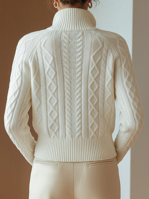 Amélie | Pull Col Montant en Maille Douce Imprimée