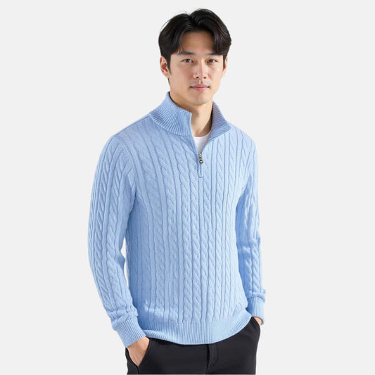 François | Pull Zippé en Maille Torsadée