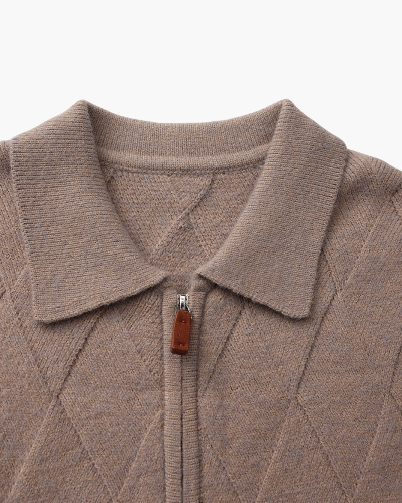 Anatole | Cardigan zippé en maille à motif losange