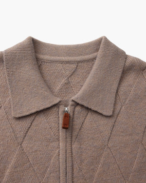 Anatole | Cardigan zippé en maille à motif losange