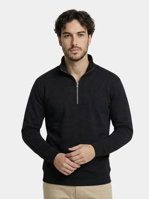 Marcel | Sweat-shirt zippé noir à col élégant