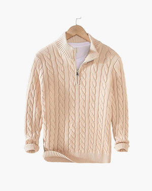 François | Pull Zippé en Maille Torsadée