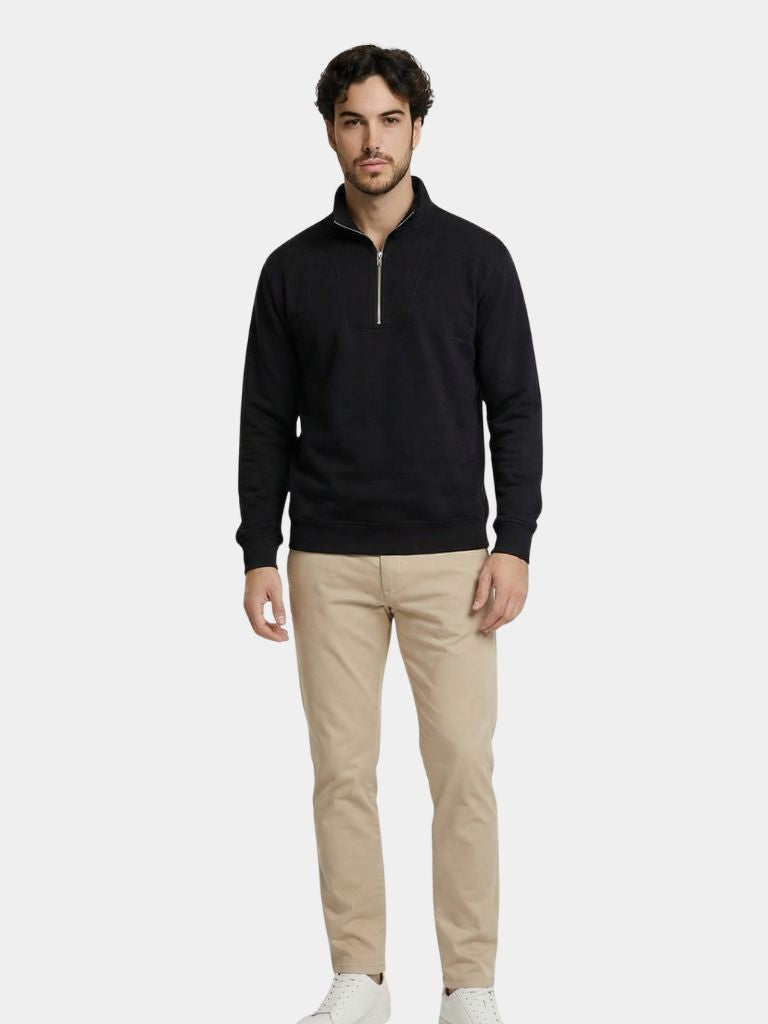 Marcel | Sweat-shirt zippé noir à col élégant