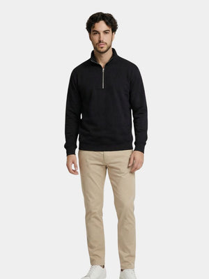 Marcel | Sweat-shirt zippé noir à col élégant