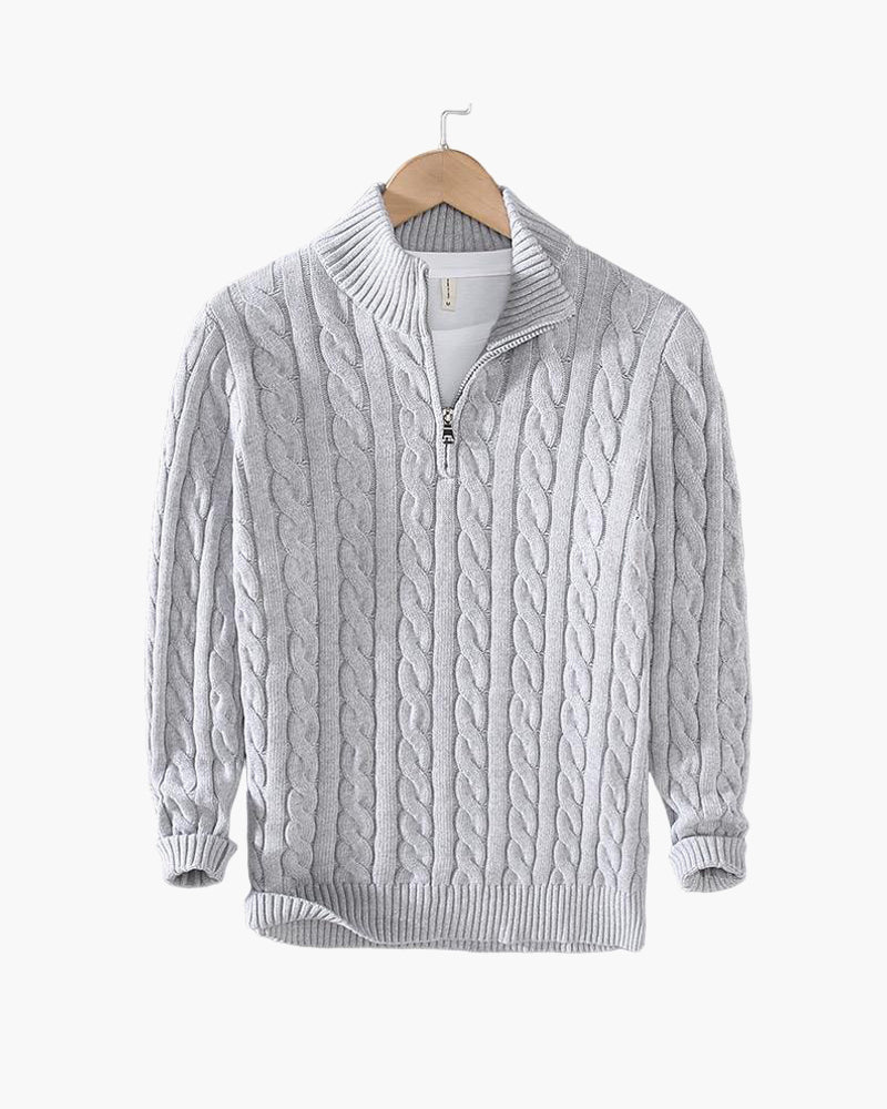 François | Pull Zippé en Maille Torsadée