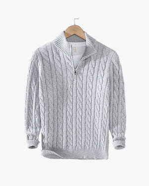 François | Pull Zippé en Maille Torsadée