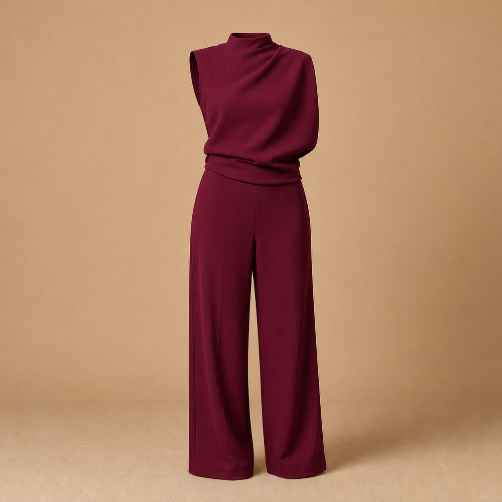 Émeline | Combinaison Femme à Col Haut et Jambes Larges
