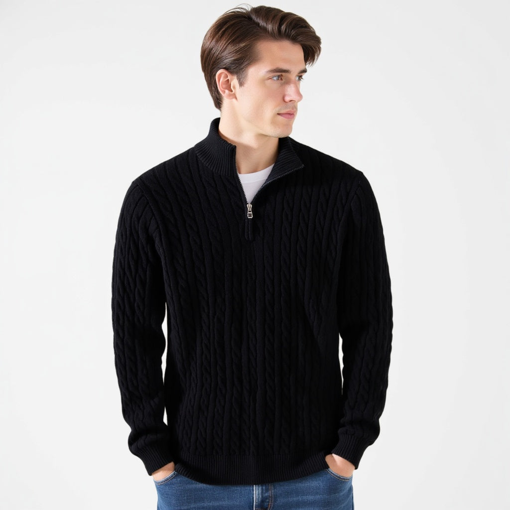François | Pull Zippé en Maille Torsadée