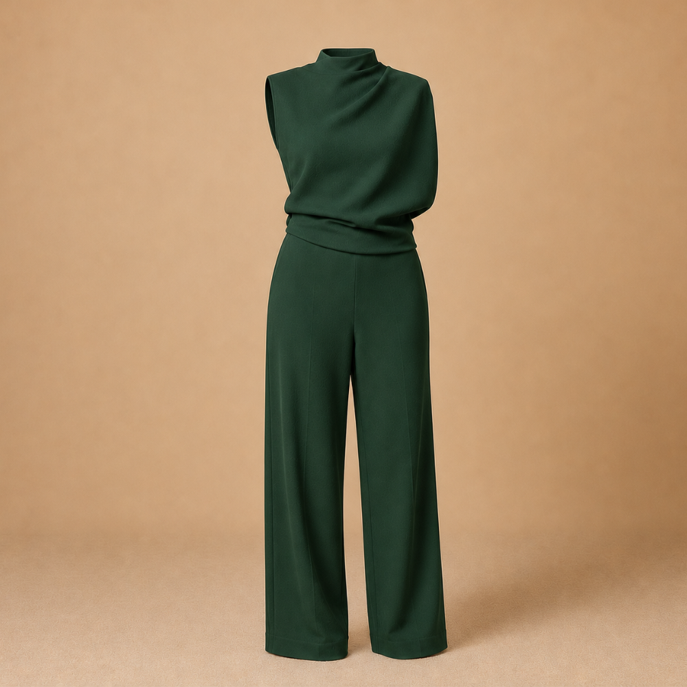 Émeline | Combinaison Femme à Col Haut et Jambes Larges