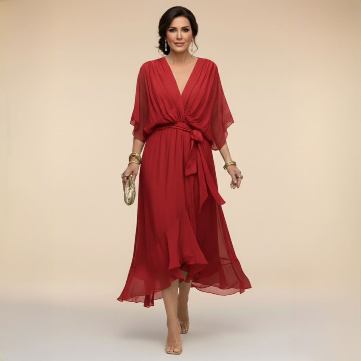 Joséphine | Robe en chiffon à décolleté en V