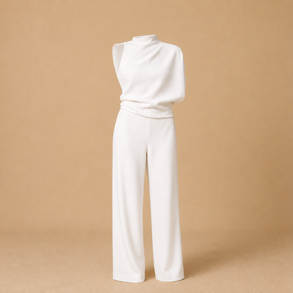 Émeline | Combinaison Femme à Col Haut et Jambes Larges