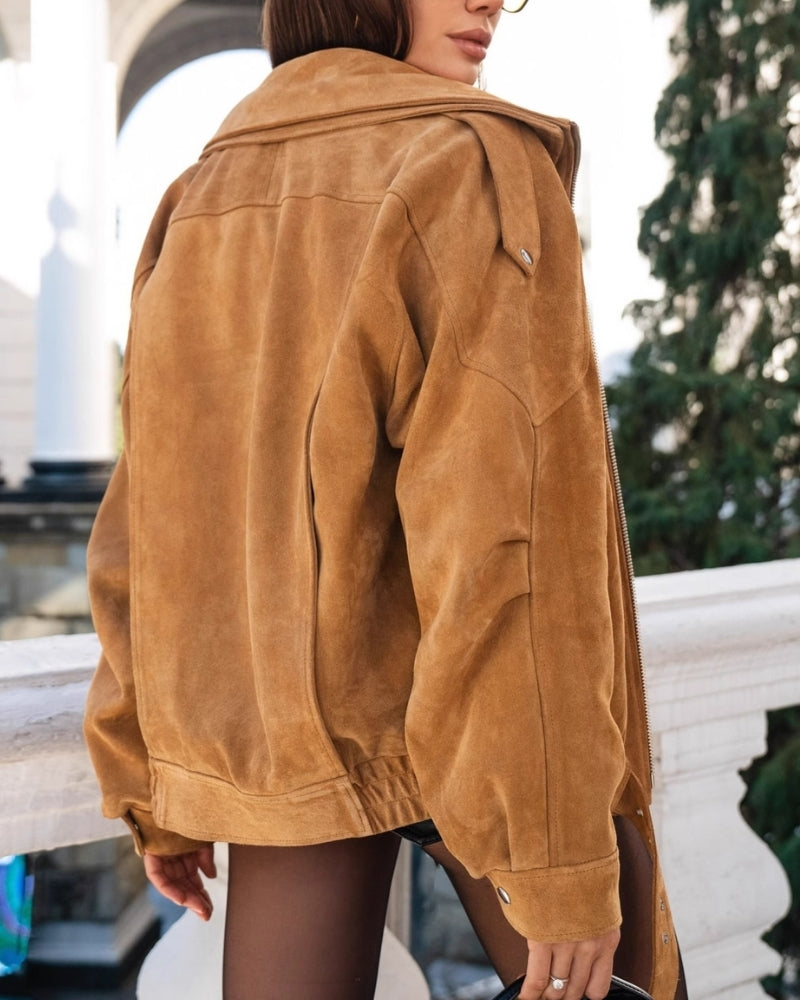 Corinne | Veste Vintage Drapée en Daim