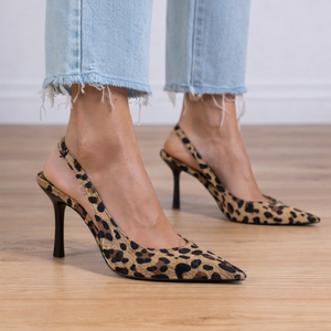 Daphné | Escarpins slingback à imprimé léopard