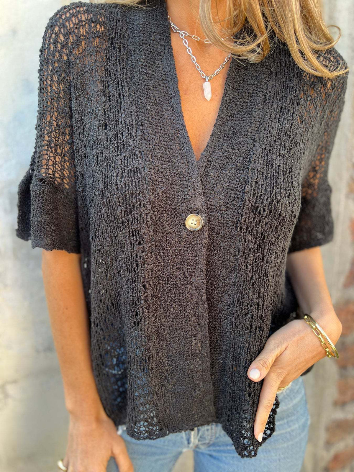 Livia | Gilet en Maille Ajourée
