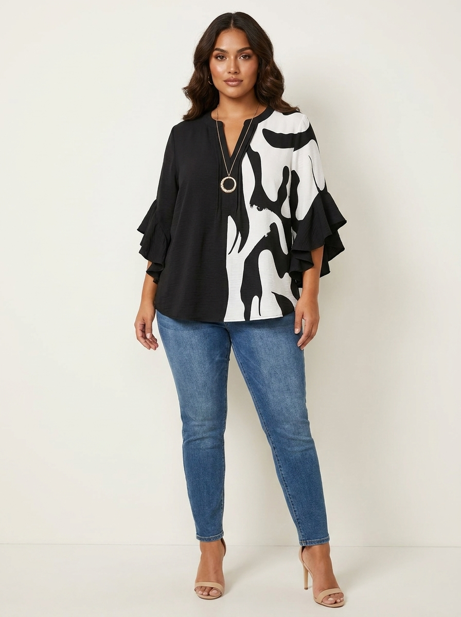 Sylvie | Blouse Fleurie Élégante à Col V