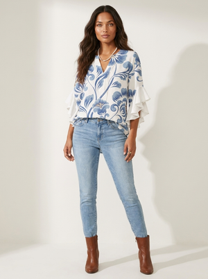 Sylvie | Blouse Fleurie Élégante à Col V