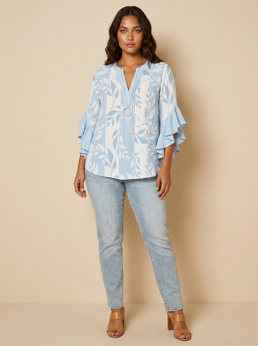 Sylvie | Blouse Fleurie Élégante à Col V