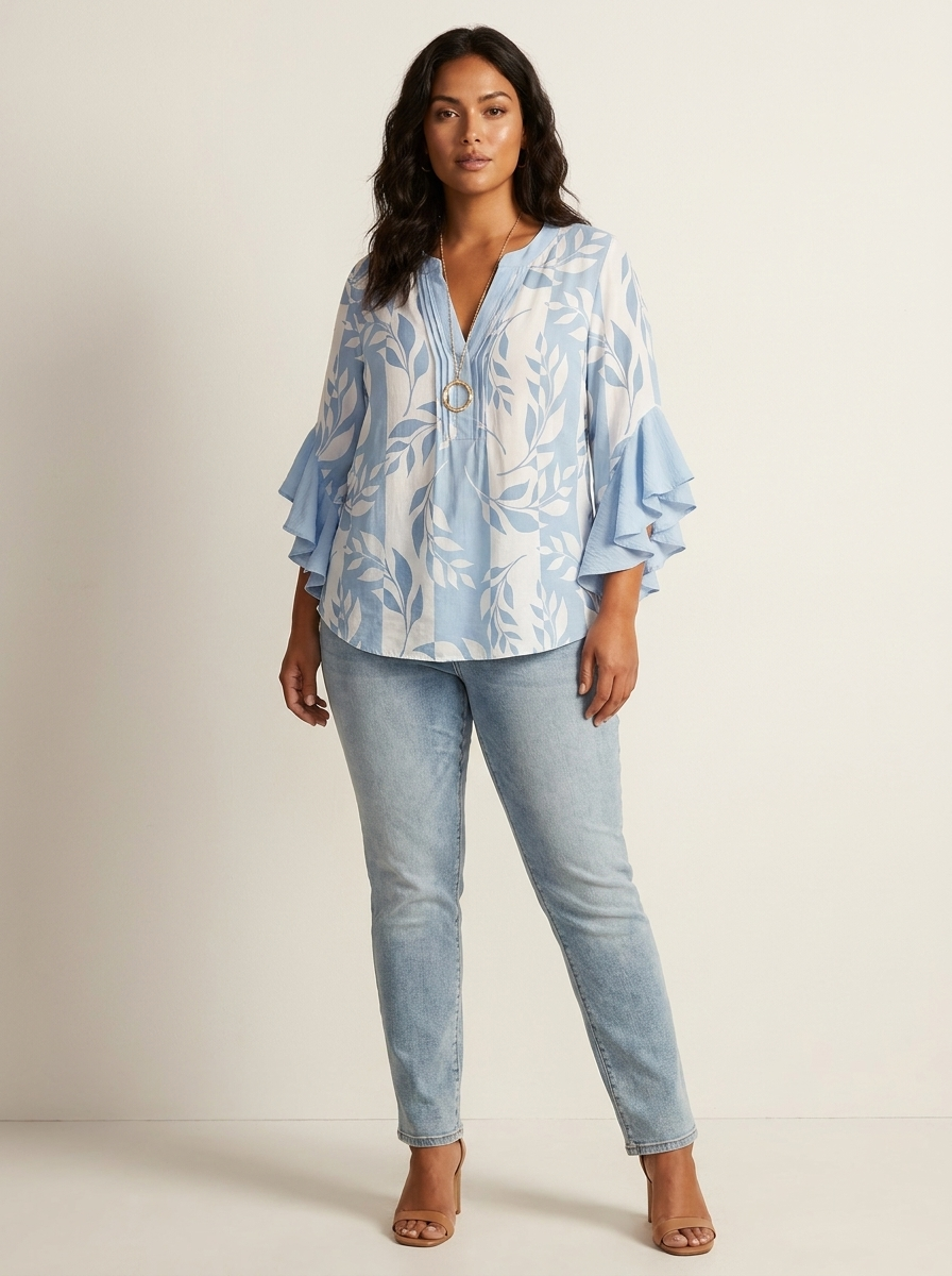 Sylvie | Blouse Fleurie Élégante à Col V