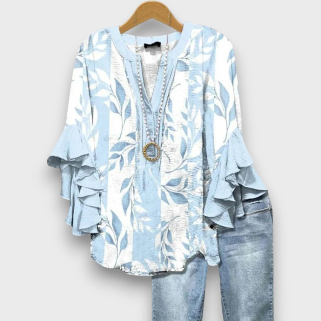 Sylvie | Blouse Fleurie Élégante à Col V