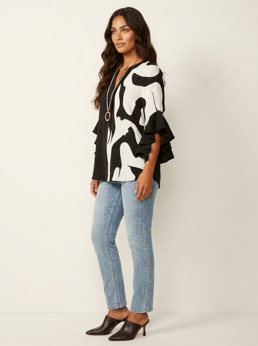 Sylvie | Blouse Fleurie Élégante à Col V