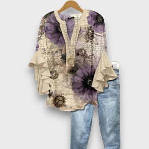 Sylvie | Blouse Fleurie Élégante à Col V