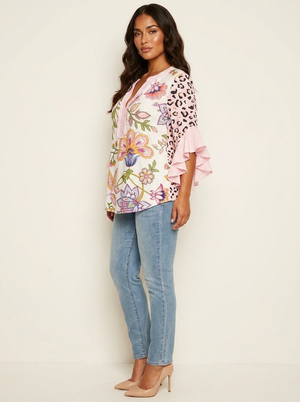 Sylvie | Blouse Fleurie Élégante à Col V